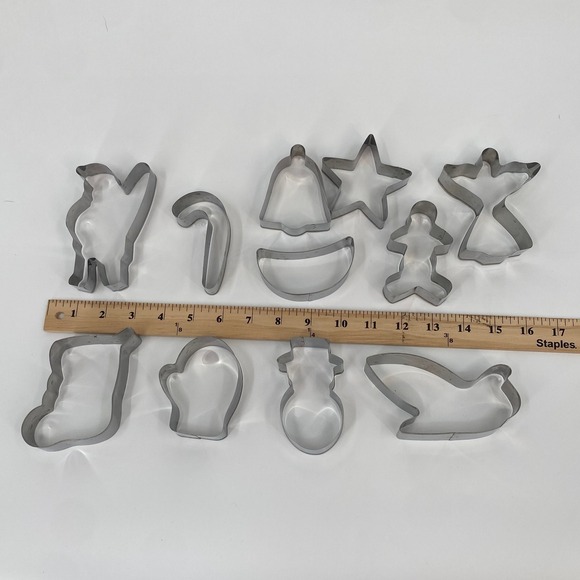 Christmas Cookie Cutters Set 11 Holiday Shapes Angel Snowman Star - Picture 1 of 4